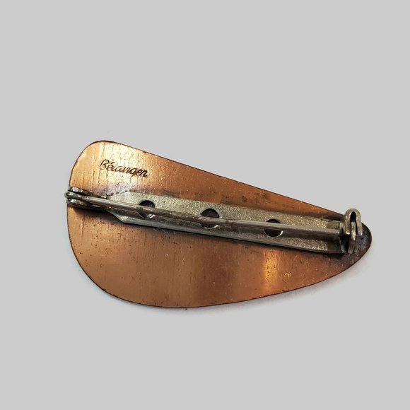 Belanger Jewelry Vintage Mcm Modernist Belanger Copper Enamel Pin